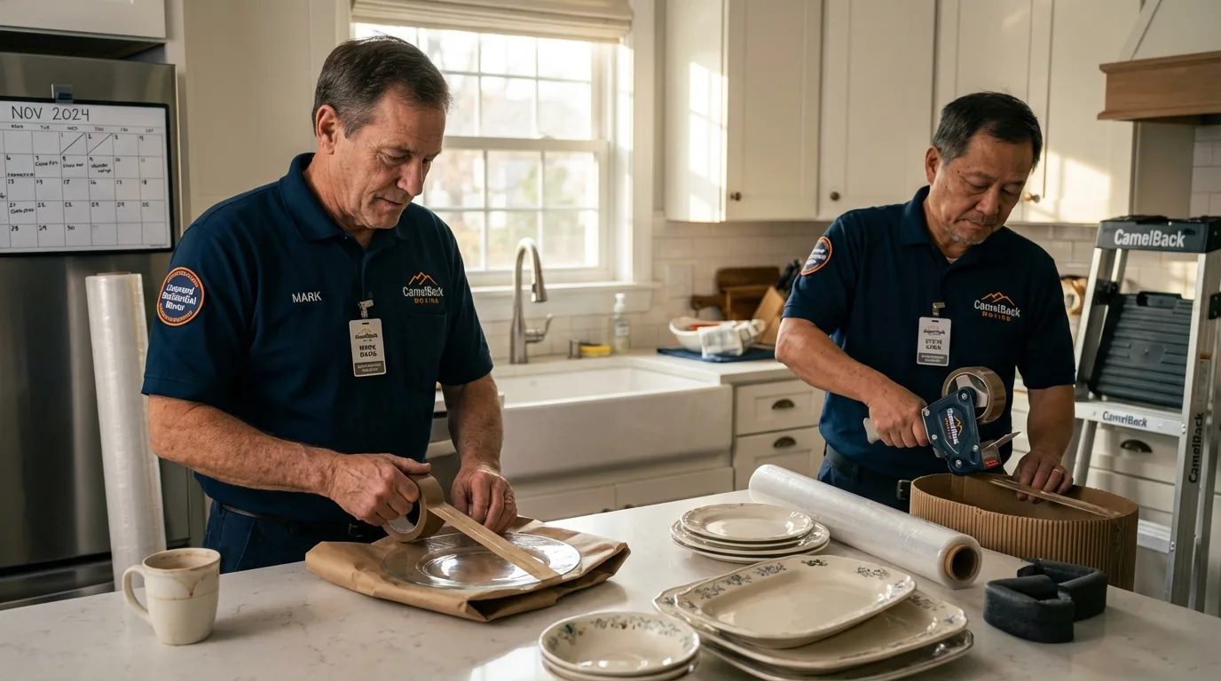 Professional crew packing kitchen dishware in Ruckersville, VA